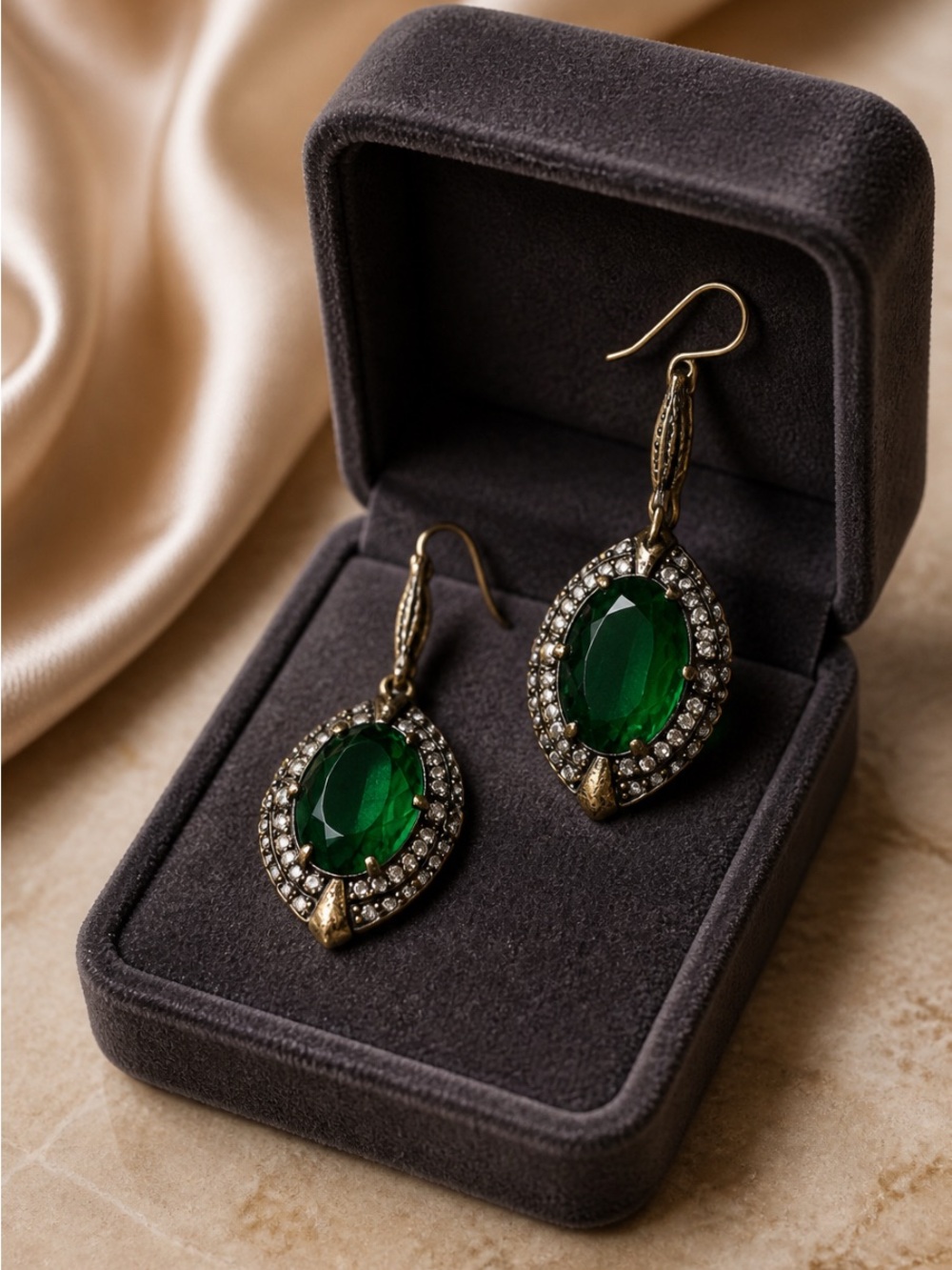 Lulu Frost Emerald Green Halo Drop Earrings